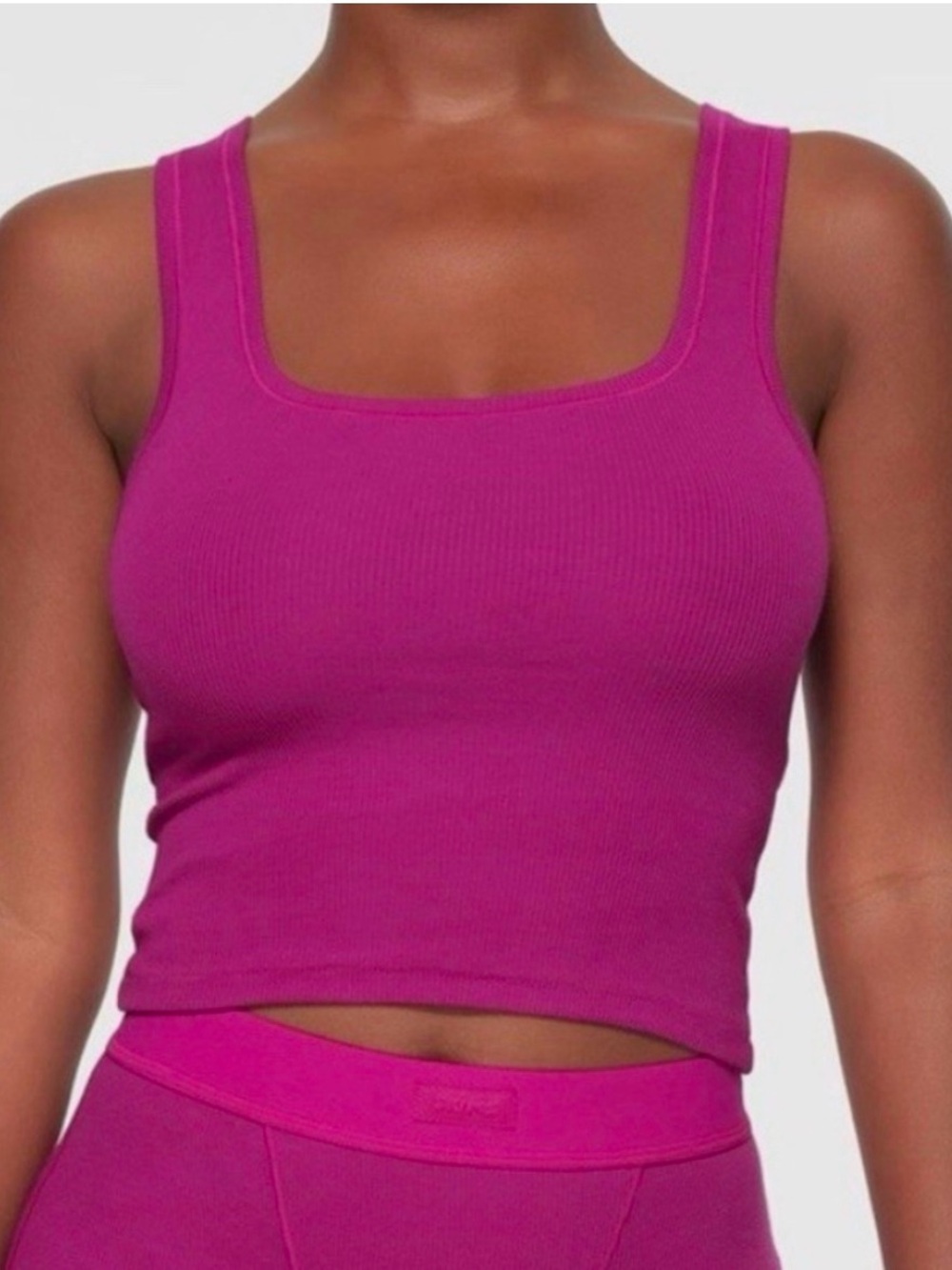 Pink Skims Ribbed Square Neck Tank Top